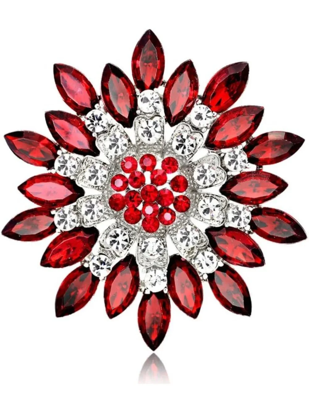 4Pcs Rhinestone Crystal Brooch Set - Large Fashion Jewelry Accessories Lot